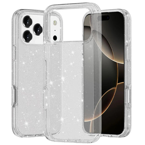 For iPhone 17 Pro Max Glitter Ultra Thick 3mm Transparent Hybrid Case Cover - Clear