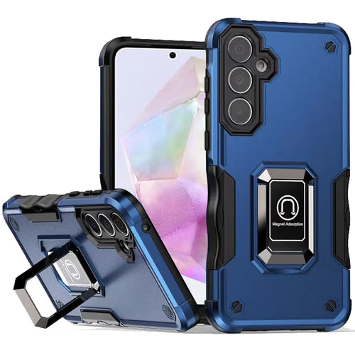 For Samsung Galaxy A36 OPTIMUM Magnetic Ring Stand Hybrid Case Cover - Blue