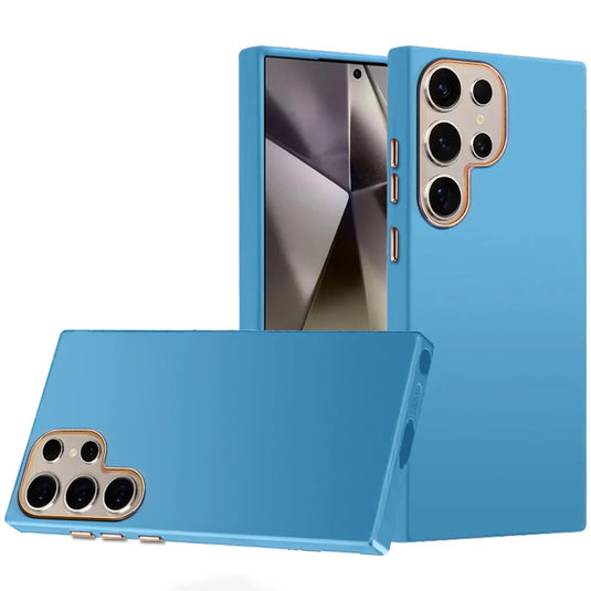 For Samsung s25 Ultra Classy Slick Chromed Around Hybrid Case Cover - Light Blue