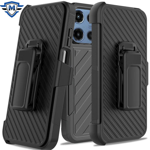 METKASE For Motorola Moto G 5G 2025 Noble lined shockproof dual layer hybrid - Black/Black