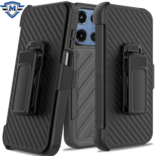 METKASE For Motorola Moto G 5G 2025 Noble lined shockproof dual layer hybrid - Black/Black