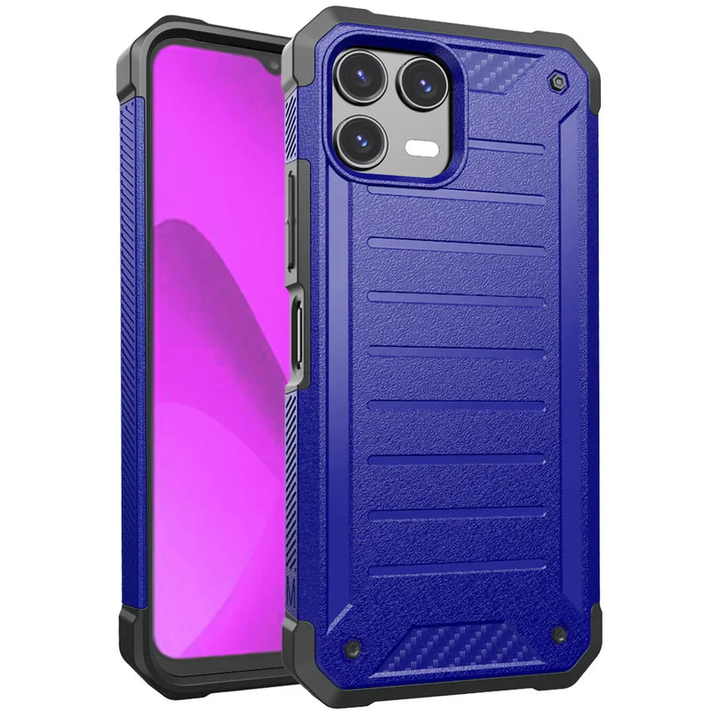 Load image into Gallery viewer, For Revvl 8 Pro Premium Tough Lined Design Hybrid Case Cover - Blue
