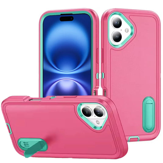 For iPhone 17 PEAK 3in1 Toughest Hybrid with Stand Cover Case - Teal/Hot Pink