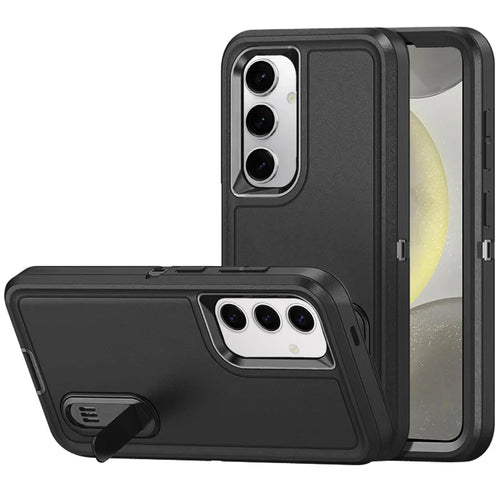 For Samsung s25 Plus/s24 Plus PEAK 3in1 Toughest Hybrid with Stand Cover Case - Black/Black