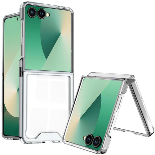 For Samsung Z Flip 7 Transparent Hybrid Shockproof Case Cover - Clear