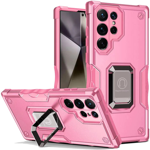 For Samsung s25 Ultra OPTIMUM Magnetic Ring Stand Hybrid Case Cover - Pink