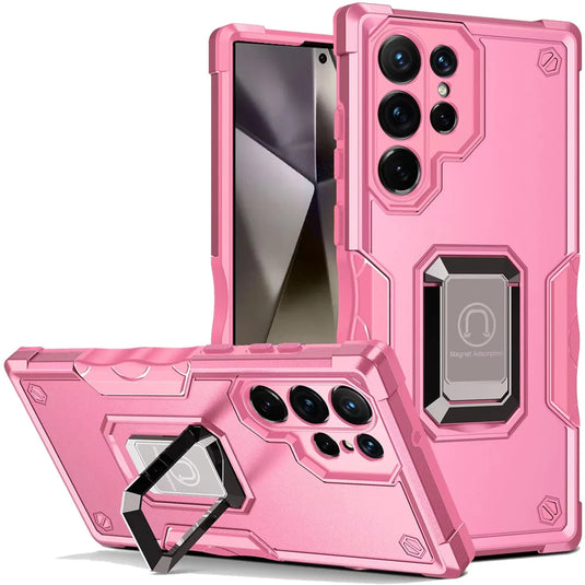 For Samsung s25 Ultra OPTIMUM Magnetic Ring Stand Hybrid Case Cover - Pink