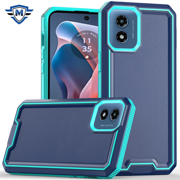 For Motorola Moto G Play 2024 METKASE Rank Tough Strong Modern Fused Hybrid in Slide-Out Package - Blue