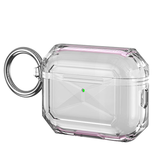 For AirPods Pro 3 2025 (3rd Version) 3mm Thick Transparent TPU with Colored Edge Case Cover - Hot Pink