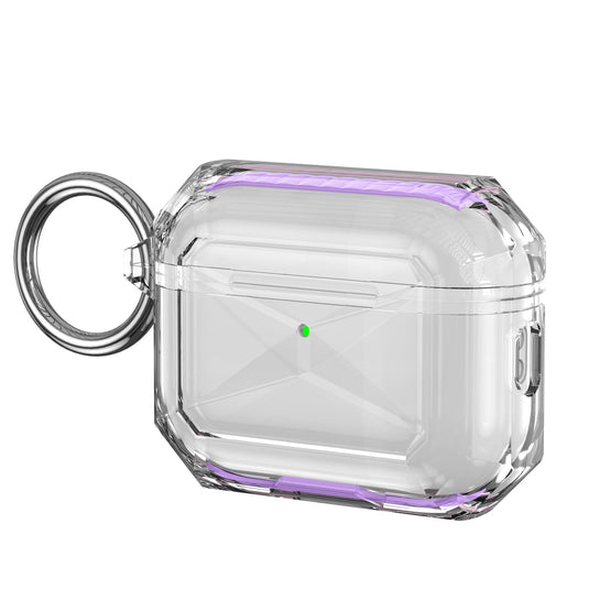 For AirPods Pro 3 2025 (3rd Version) 3mm Thick Transparent TPU with Colored Edge Case Cover - Purple