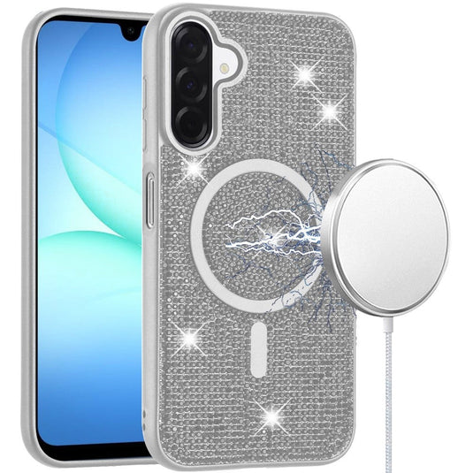 For Samsung A17 5G Diamond [Magnetic Circle] with CD Pattern Hybrid - White