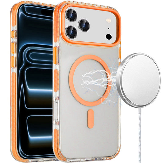 For iPhone 17 Pro Max Transparent Matching Color Magnetic Ring Hybrid - Cosmic Orange