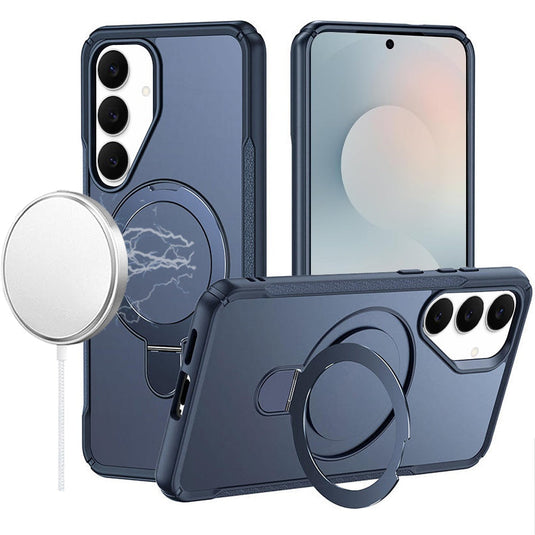 For Samsung s26 Plus Matte Finish Simplified Magnetic Ring With Stand Hybrid Case - Navy Blue