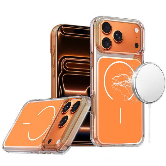 For iPhone 17 Pro Max Metallic Transparent Magnetic Hybrid Case - Cosmic Orange
