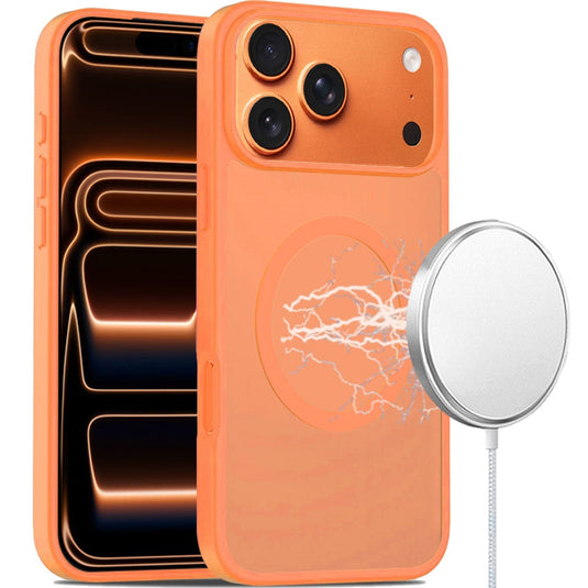 For iPhone 17 Pro [Magnetic Circle] Smooth Safe Matte Feel Hybrid Case - Cosmic Orange