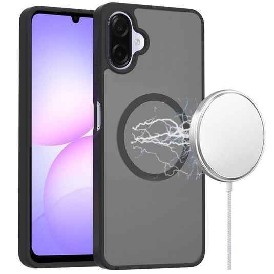 For Samsung Galaxy A07 [Magnetic Circle] Smooth Safe Matte Feel Hybrid Case - Black
