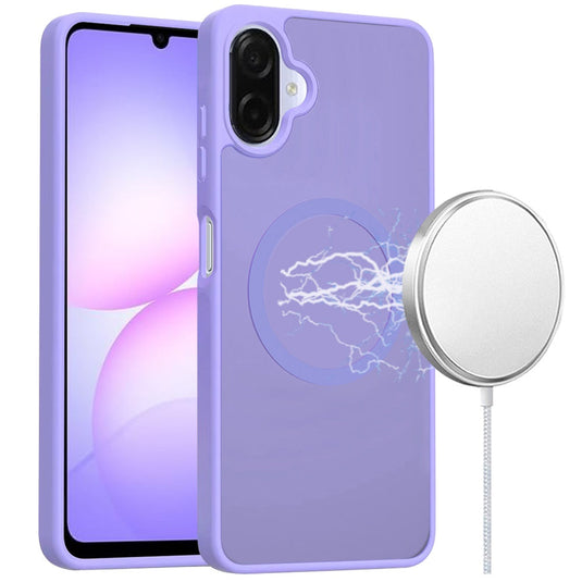 For Samsung Galaxy A07 [Magnetic Circle] Smooth Safe Matte Feel Hybrid Case - Light Purple