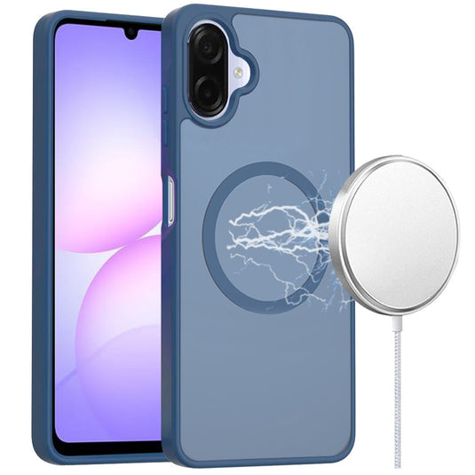 For Samsung Galaxy A07 [Magnetic Circle] Smooth Safe Matte Feel Hybrid Case - Navy Blue