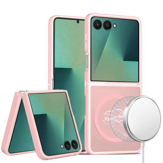 For Samsung Z Flip 7 [Magnetic Circle] Smooth Safe Matte Feel Hybrid Case - Light Pink