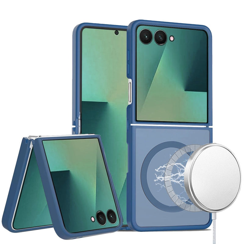 Load image into Gallery viewer, For Samsung Z Flip 7 [Magnetic Circle] Smooth Safe Matte Feel Hybrid Case - Navy Blue
