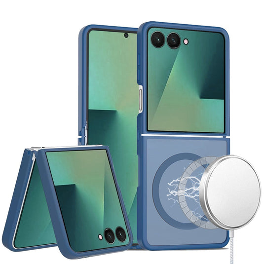 For Samsung Z Flip 7 [Magnetic Circle] Smooth Safe Matte Feel Hybrid Case - Navy Blue