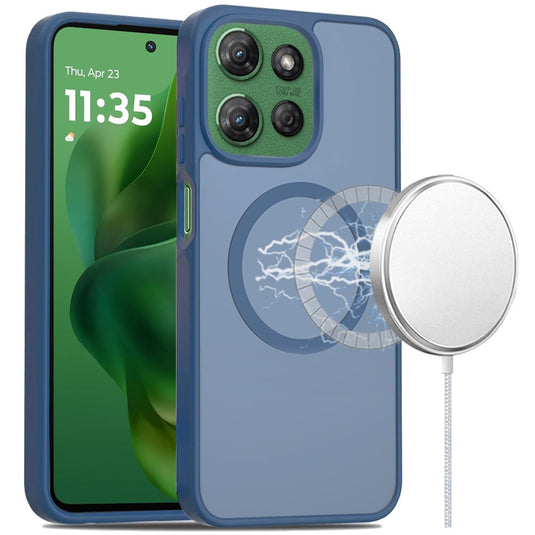 For Moto G Power 2026/2025 [Magnetic Circle] Smooth Safe Matte Feel Hybrid Case - Navy Blue