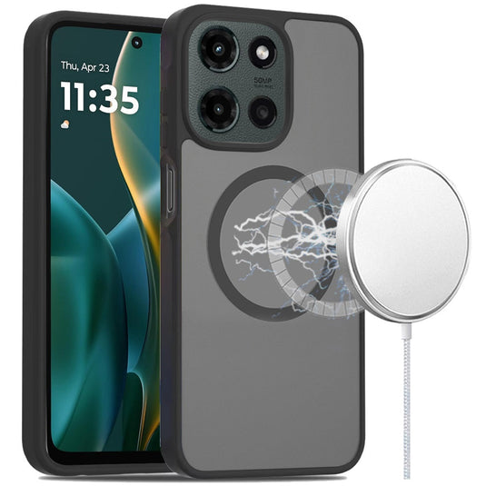 For Moto G Stylus 5G 2025 [Magnetic Circle] Smooth Safe Matte Feel Hybrid Case - Black