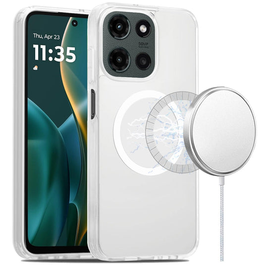 For Moto G Stylus 5G 2025 [Magnetic Circle] Smooth Safe Matte Feel Hybrid Case - Clear