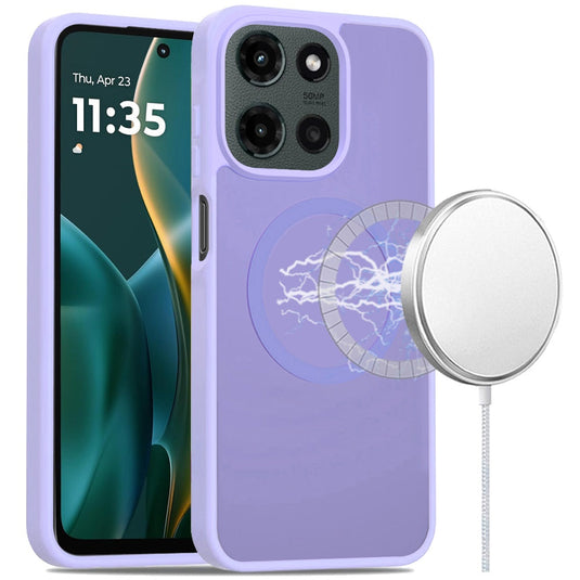For Moto G Stylus 5G 2025 [Magnetic Circle] Smooth Safe Matte Feel Hybrid Case - Light Purple