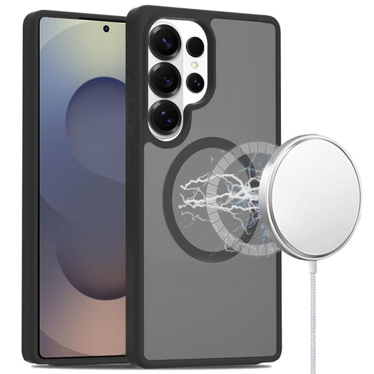 For Samsung s26 Ultra [Magnetic Circle] Smooth Safe Matte Feel Hybrid Case - Black