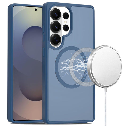 For Samsung s26 Ultra [Magnetic Circle] Smooth Safe Matte Feel Hybrid Case - Navy Blue