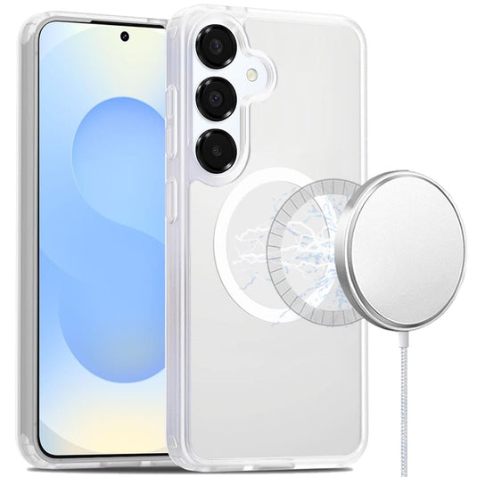 For Samsung s25/s24 [Magnetic Circle] Smooth Safe Matte Feel Hybrid Case - Clear