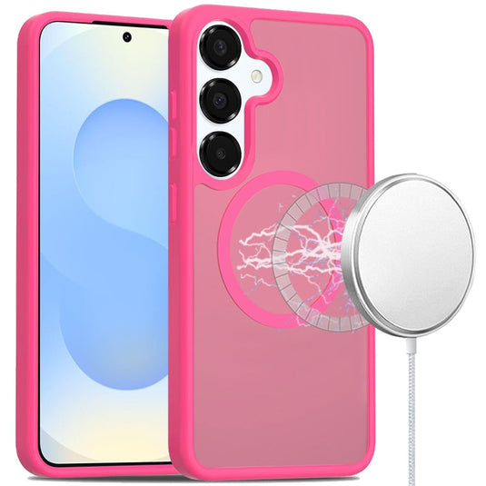 For Samsung s25/s24 [Magnetic Circle] Smooth Safe Matte Feel Hybrid Case - Hot Pink
