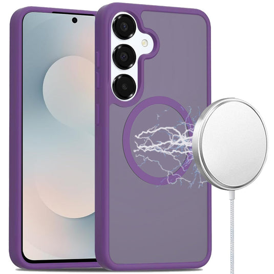 For Samsung s25 FE [Magnetic Circle] Smooth Safe Matte Feel Hybrid Case - Dark Purple