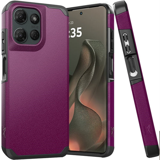 For Motorola Edge 2025 (Original Series) Tough Strong Shockproof Hybrid in Slide-Out Package - Dark Purple