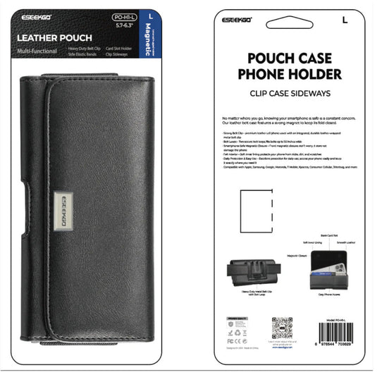 ESEEKGO Universal Magnetic Leather Phone Pouch PO-H1-L Suitable for 5.7-6.3 inch mobile phones (A - POUCH