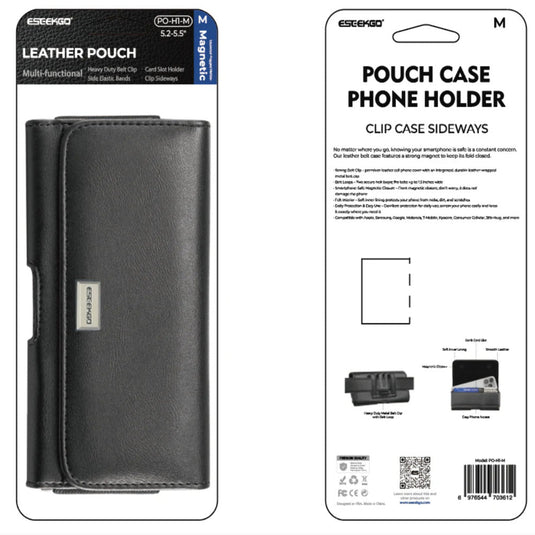 ESEEKGO Universal Magnetic Leather Phone Pouch PO-H1-M Suitable for 5.2-5.5 inch mobile phones (A - POUCH