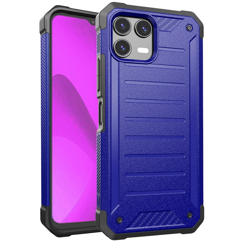 Load image into Gallery viewer, For Revvl 8 Pro Premium Tough Lined Design Hybrid Case Cover - Blue
