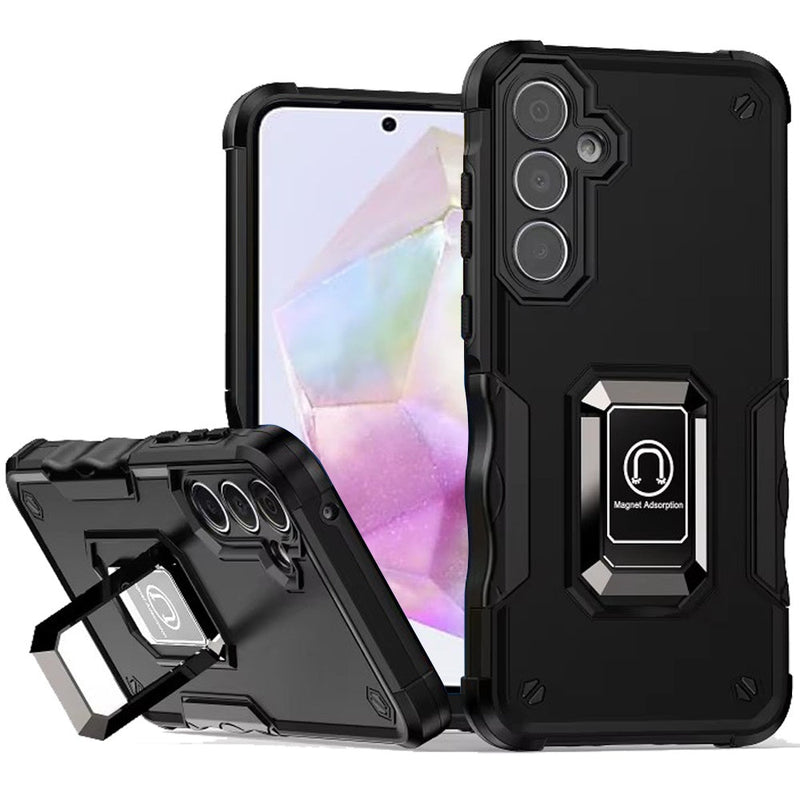 Load image into Gallery viewer, For Samsung Galaxy A36 OPTIMUM Magnetic Ring Stand Hybrid Case Cover - Black
