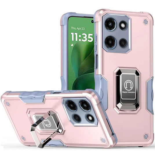 For Motorola Moto G Power 5G 2025 OPTIMUM Magnetic Ring Stand Hybrid Case Cover - Rose Gold