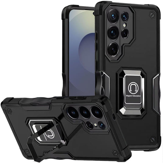 For Samsung s26 Ultra OPTIMUM Magnetic Ring Stand Hybrid Case Cover - Black