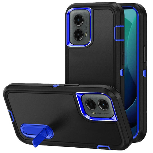 For Motorola Moto G 5G 2024 PEAK 3in1 Toughest Hybrid with Stand Cover Case - Black/Blue