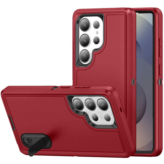 For Samsung s26 Ultra PEAK 3in1 Toughest Hybrid with Stand Cover Case - Black/Red
