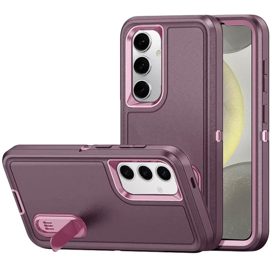For Samsung s25/s24 PEAK 3in1 Toughest Hybrid with Stand Cover Case - Burgundy/Black