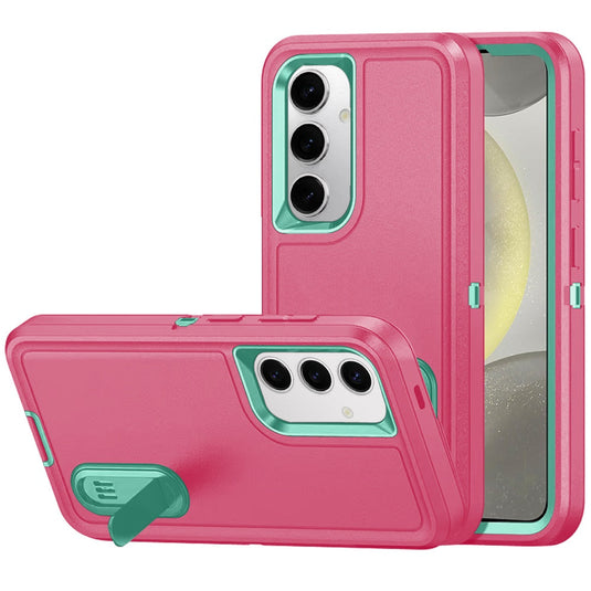 For Samsung s25/s24 PEAK 3in1 Toughest Hybrid with Stand Cover Case - Teal/Hot Pink