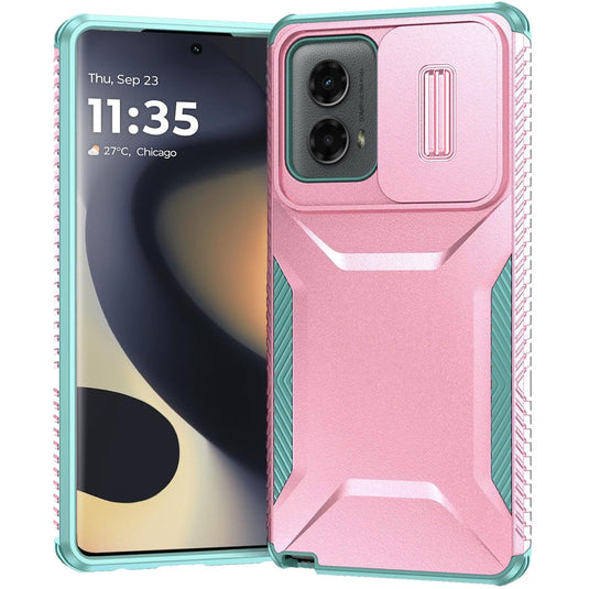 For Motorola Edge 2024 Ultimate U Design Hybrid with Camera Window Covering - Pink+Teal