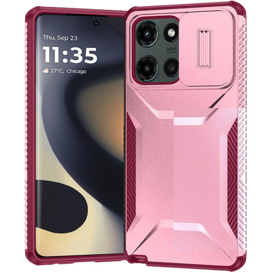 For Motorola Edge 2025 Ultimate U Design Hybrid with Camera Window Covering - Pink+Burgundy