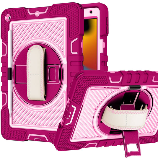 For Apple iPad Pro 13inch 2024 3in1 Multi-Functional Tablet Case for Hand, Shoulder, Pencil & Stand - Rose Pink/Pink