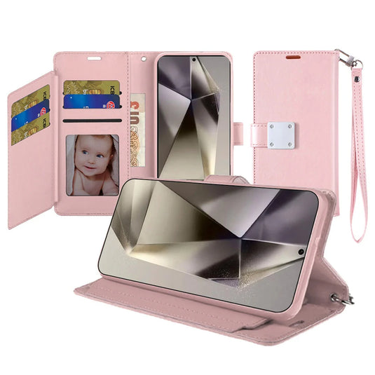 For Samsung s25 Ultra Wallet ID Card Holder Case Cover - Rose Gold