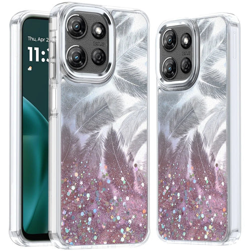 For Moto G Stylus 5G 2025 Epoxy Glitter Shimmer [Magnetic Circle] Hybrid Case - Light Pink